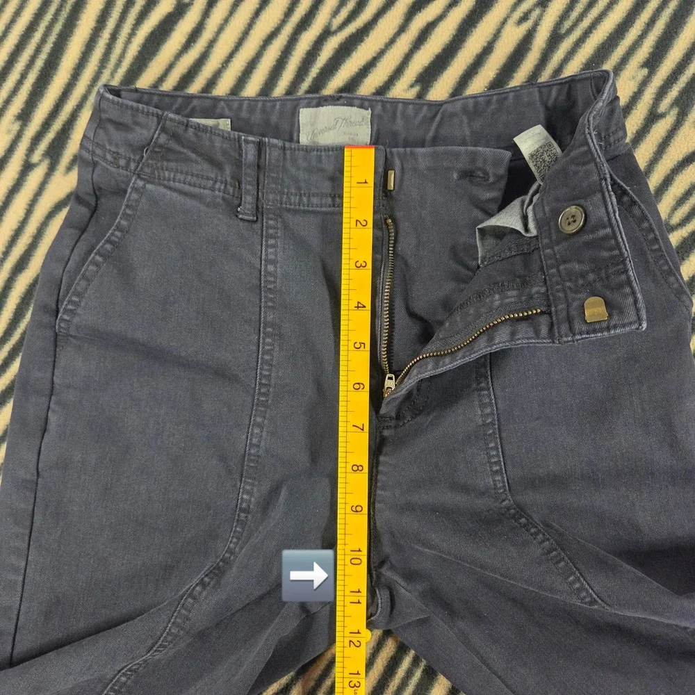 Universal Thread Charcoal Grey Wide Leg Stitched Seam Utility Pants sz 2 Hi Rise